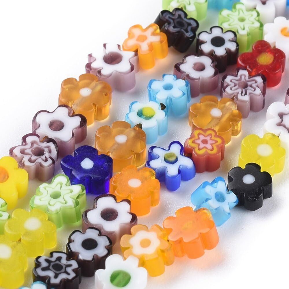 7441 Approx 600Pcs 6mm Handmade Millefiori Glass Beads Flower Glass Beads